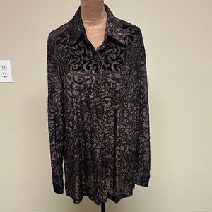 Elliott Lauren Black and Brown Swirl Blouse